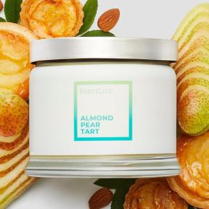 image:imagePartyLite 3Wick Jar Candle Highly Fragranced Clean Burning Glass Candle 2545 Hours Burn Time Almond Pear TartAlmond Pear Tart