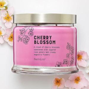 image:imagePartyLite 3Wick Jar Candle Highly Fragranced Clean Burning Glass Candle 2545 Hours Burn Time Almond Pear TartCherry Blossom