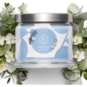 image:imagePartyLite 3Wick Jar Candle Highly Fragranced Clean Burning Glass Candle 2545 Hours Burn Time Almond Pear TartSnowflakes  Cotton