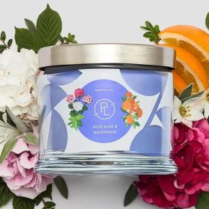 image:imagePartyLite 3Wick Jar Candle Highly Fragranced Clean Burning Glass Candle 2545 Hours Burn Time Almond Pear TartWild Sage  Rosewood