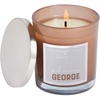 image:imagePartyLite George Boyfriend Jar Candle  Leather Musk 4045 Hour Burn Time Premium White Wax Leather Sandalwood Rose Bergamot Fragrance Brown Glass Jar Silvertone Lid